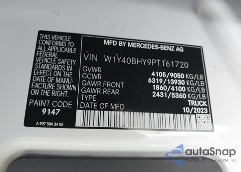 2023 Mercedes-Benz Sprinter Standard Roof 4-Cyl Gas z USA, uszkodzony, nr VIN W1Y40BHY9PT161720